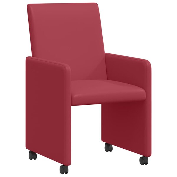 vidaXL Chaises de Salle à Manger avec Roues 2 Pièces Rouge bordeaux