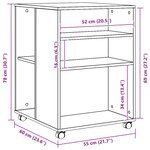 vidaXL Table d'appoint avec roues chêne artisanal bois d'ingénierie