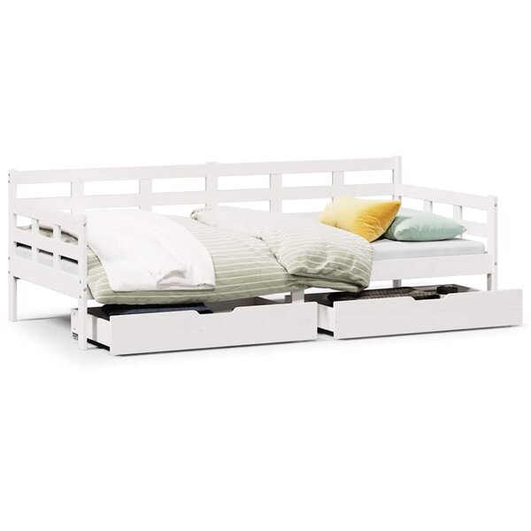 vidaXL Lit de jour et tiroirs sans matelas blanc 90x190 cm bois massif