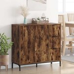 vidaXL Buffet Chêne fumé 89 5 x 33 x 82 cm Bois d'ingénierie