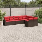 vidaXL Salon de jardin avec coussins 9 Pièces marron résine tressée