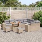 vidaXL Ensemble de canapé de jardin 12 Pièces Beige polyrotin