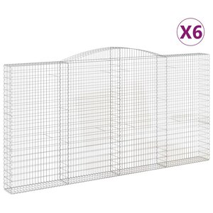 vidaXL Paniers à gabions arqués 6 Pièces 400x30x200/220 cm Fer galvanisé