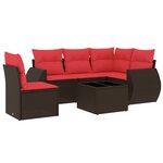 vidaXL Salon de jardin 6 Pièces avec coussins marron résine tressée