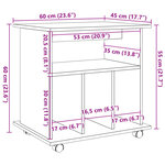 vidaXL Armoire à roulettes vieux bois 60x45x60 cm bois d'ingénierie