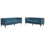 vidaXL Ensemble de canapé Chesterfield et traversins 2Pièces bleu velours