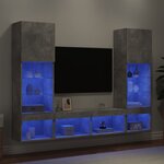 vidaXL Unités murales TV avec LED 5 Pièces gris béton bois d'ingénierie