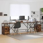 vidaXL Bureau Chêne fumé 182 x 101 x 87.5 cm Bois d'ingénierie