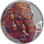 Monnaie INDIAN ELEPHANT Patterns of the World 2 Oz Argent 2000 Francs Cameroon 2026 (PRÉCOMMANDE)