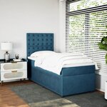 vidaXL Sommier à lattes de lit avec matelas bleu 90x200 cm velours