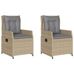 vidaXL Chaises inclinables de jardin lot de 2 beige résine tressée