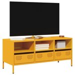 vidaXL Meuble TV jaune moutarde 101 5x39x43 5 cm acier laminé à froid