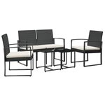 vidaXL Ensemble à manger de jardin avec coussins 5 Pièces noir rotin PP