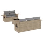vidaXL Salon de jardin avec coussins 6 Pièces beige résine tressée