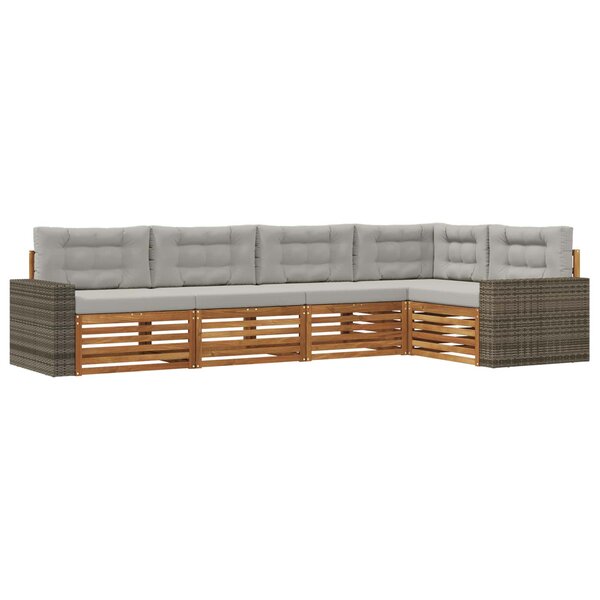 vidaXL Ensemble de canapés d'extérieur 5 Pièces Naturel et gris clair