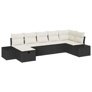 vidaXL Ensemble de canapé de jardin 7 Pièces Noir 55 x 62 x 69 cm