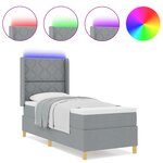 Lit à ressort vidaXL avec matelas et lumière LED Gris clair 80x200 cm Tissu