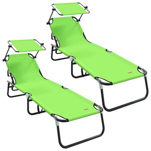 vidaXL Chaise longue pliante 2 pc oxford Vert