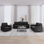 vidaXL Ensemble de canapés 3 Pièces avec coussins Noir Velours