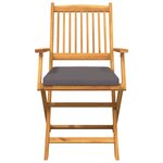 vidaXL Chaises de jardin pliantes avec coussin gris - 4 pièces en bois d'acacia solide