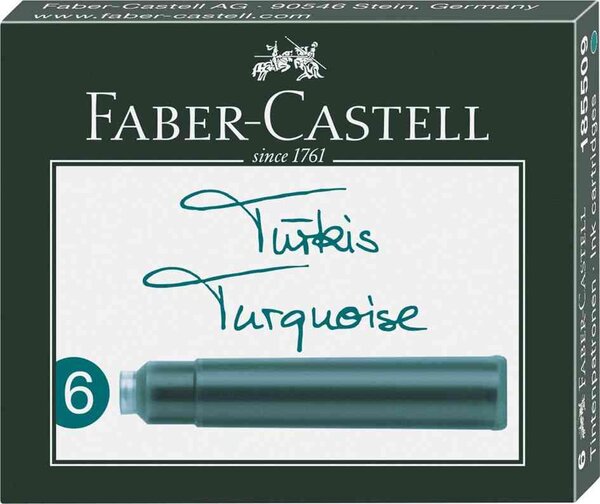 Boite de 6 cartouches d'encre standard Turquoise FABER-CASTELL