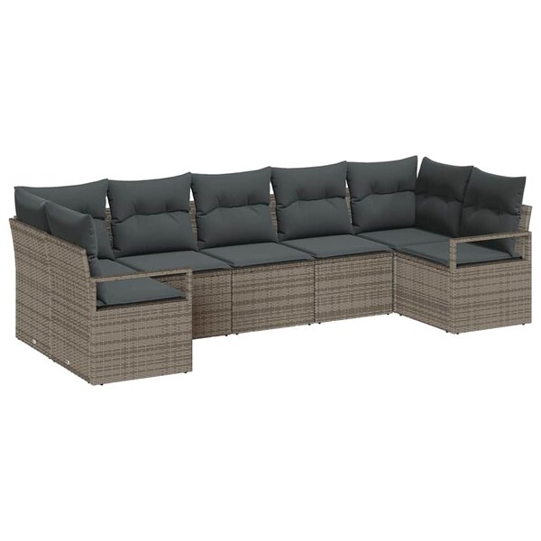 vidaXL Ensemble de canapé de jardin avec coussin 7 Pièces Gris