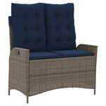 vidaXL Banc inclinable de jardin avec coussins gris résine tressée