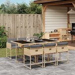 vidaXL Ensemble à manger de jardin coussins 7 Pièces mélange beige rotin