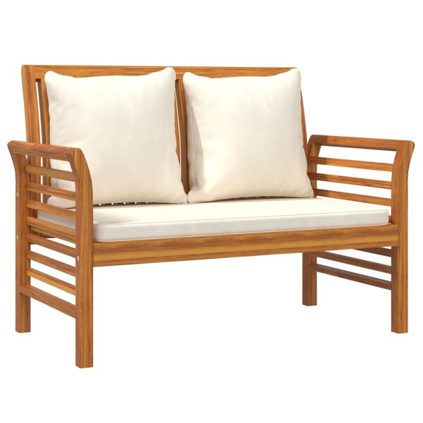 vidaXL Banc canapé avec coussins Blanc crème Bois d'acacia solide
