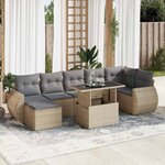 vidaXL Salon de jardin avec coussins 8 Pièces beige résine tressée