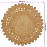 vidaXL Tapis Marron Ø 180 cm Jute