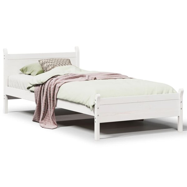 vidaXL Cadre de lit sans matelas blanc 75x190 cm bois de pin massif