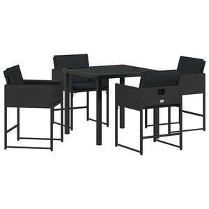vidaXL Ensemble de salle à manger pour jardin 5 Pièces Noir polyrotin