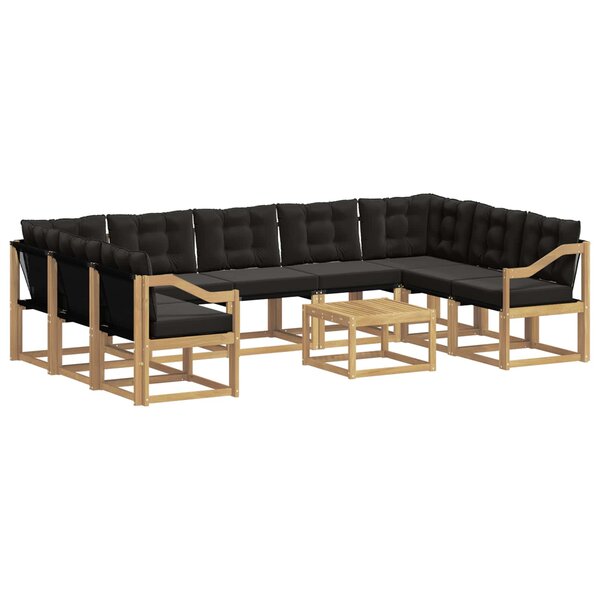 vidaXL Ensemble de canapés d'extérieur 10 Pièces Blanc et noir