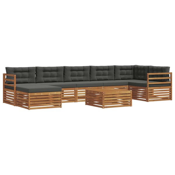 vidaXL Ensemble de canapés d'extérieur 8 pc Naturel et Anthracite