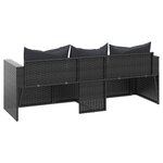 vidaXL Canapé de jardin à 3 places avec coussins noir résine tressée