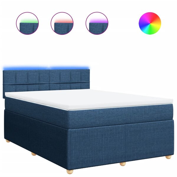 vidaXL Sommier à lattes de lit avec matelas Bleu 160x200 cm Tissu