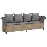 vidaXL Chaise longue avec auvent et coussins beige résine tressée