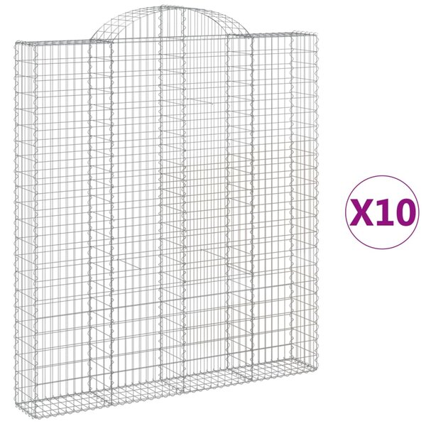 vidaXL Paniers à gabions arqués 10 Pièces 200x30x220/240 cm fer galvanisé