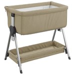 vidaXL Lit pour bébé avec matelas Taupe Tissu de lin