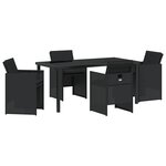 vidaXL Ensemble de salle à manger de jardin 5 pièces avec coussins noirs en rattan tressé.