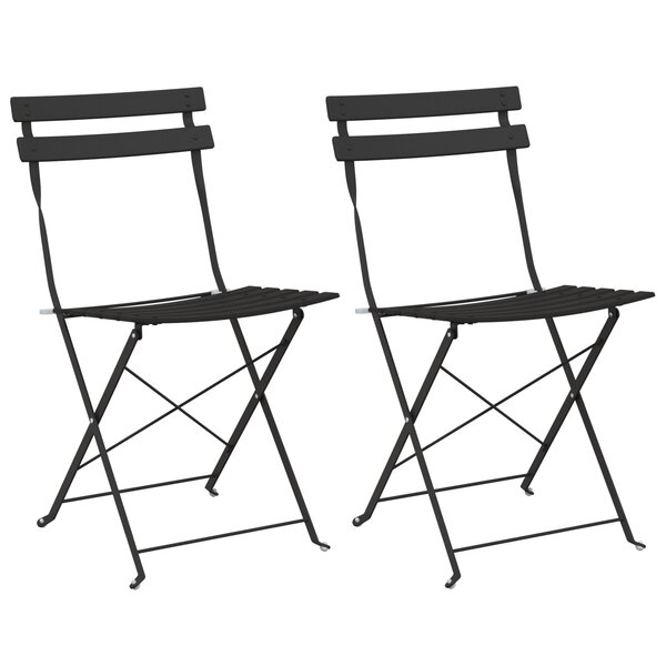 Chaises de jardin pliantes vidaXL 2 Pièces anthracite en acier