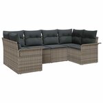 vidaXL Ensemble de canapé de jardin avec coussin 6 Pièces Gris Poly rotin