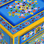 vidaXL Table de chevet Bois de manguier Turquoise Peinture à la main