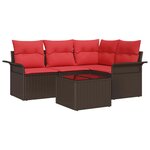 vidaXL Ensemble de canapé de jardin 5 Pièces Marron polyrotin