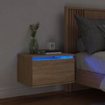 vidaXL Table de chevet murale avec lumières LED chêne sonoma