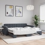 vidaXL Lit de jour avec gigogne sans matelas gris foncé 90x200 cm