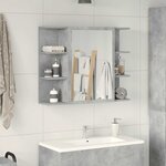 vidaXL Armoire à miroir de bain Gris béton 80x20 5x64 cm Aggloméré
