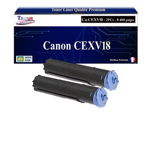 T3AZUR -2x Toners compatibles avec Canon CEXV18 (0386B002) pour Canon IR1018  IR1020  IR1022  IR1024