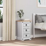 vidaXL Table de chevet avec tiroir Blanc 35 x 32 5 x 58 cm Pin massif